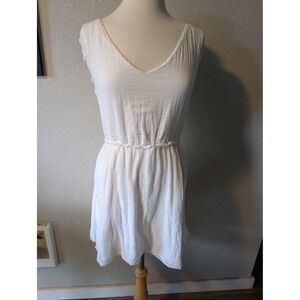 Linen White Romantic Boho Feminine Dress Velvet womens size Small